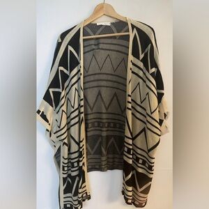 Women’s Long Open Front Cardigan Sweater Geometric Print